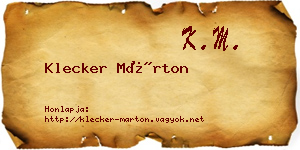 Klecker Márton névjegykártya